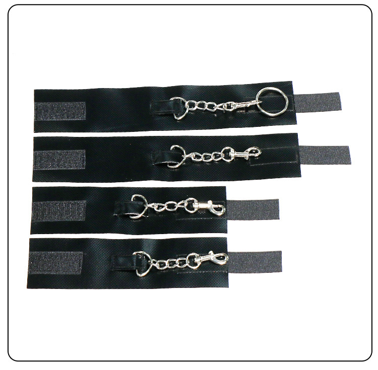 PVC Bondage Restraint Set with Handcuffs and Ankle Cuffs, Black-Red Couple Play Kit — detail image 12