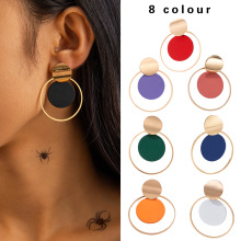 欧美创意圆片耳钉套装饰品 几何金属亮片百搭两件套耳环耳坠女