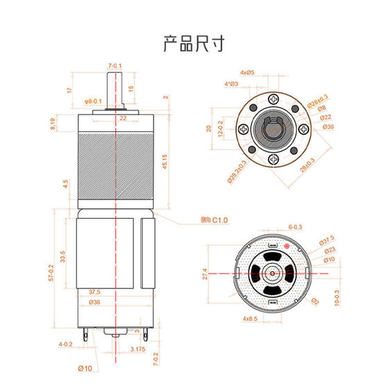 555 Planetary Geared Motor 36GP-555 Dc Geared Motor Diameter 36mm Dc Planetary Geared Motor