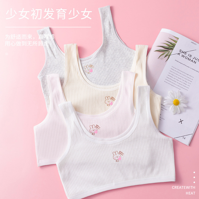 Ropa interior de Niña estudiante de secundaria período de desarrollo juvenil Anti-exposición cómodo chaleco inalámbrico verano Delgado sujetador