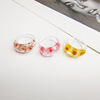 Acrylic accessory, ceramics, ring, resin, European style, flowered, simple and elegant design, on index finger