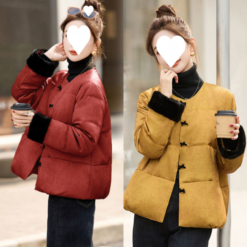 时尚女装羽绒棉服外套冬季新款盘扣棉衣新年战袍中式国风唐装棉袄