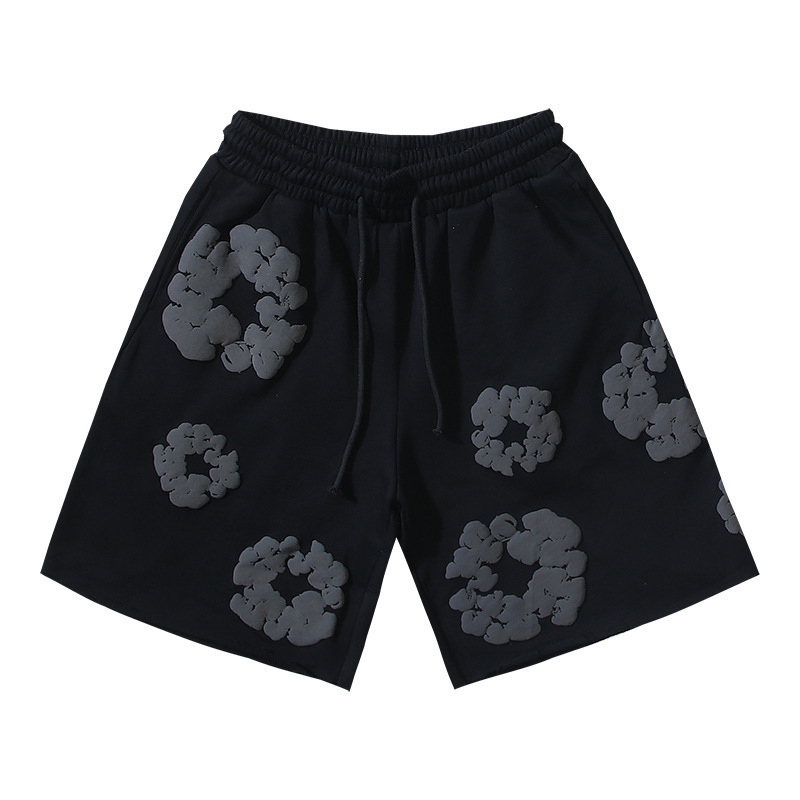 Denim Tears Cotton Wreath Sweat Shorts Puff Print Black