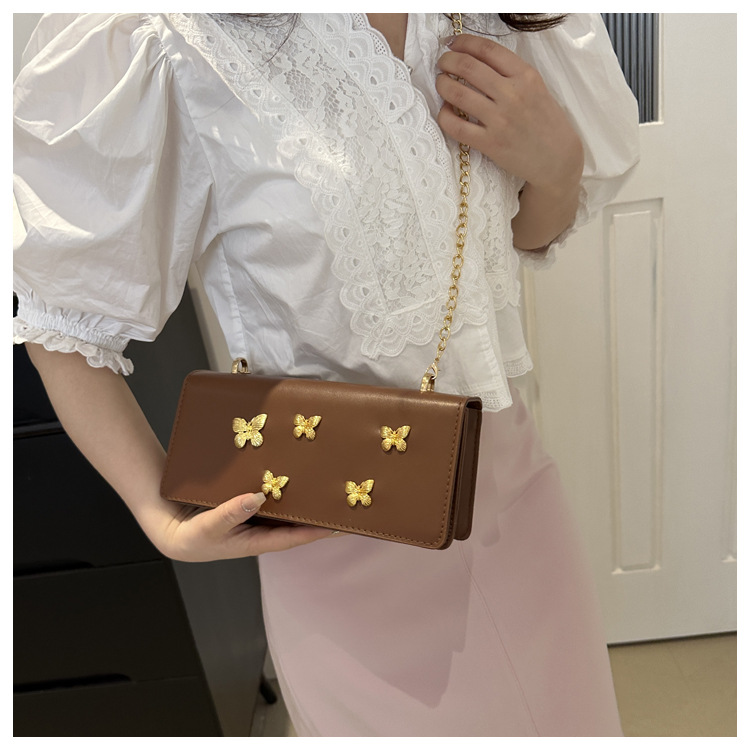 Trendy fashionable butterfly chain small square niche and beautiful French stick shoulder crossbody bag, women's bag_voghion.com