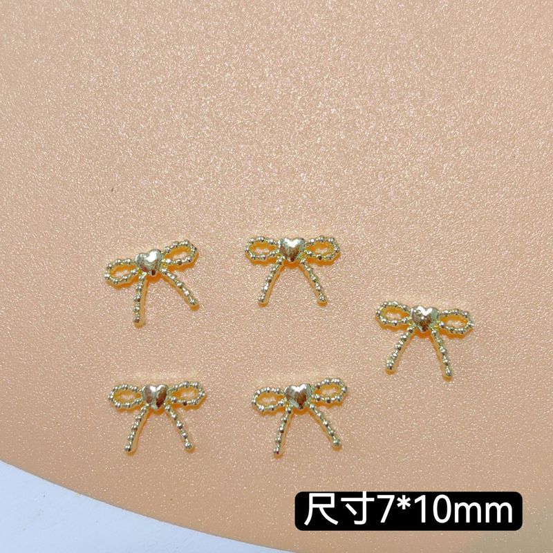 美甲法式蝴蝶结飘带饰品新款合金甜心百搭迷你桃心领结指甲装饰品|undefined