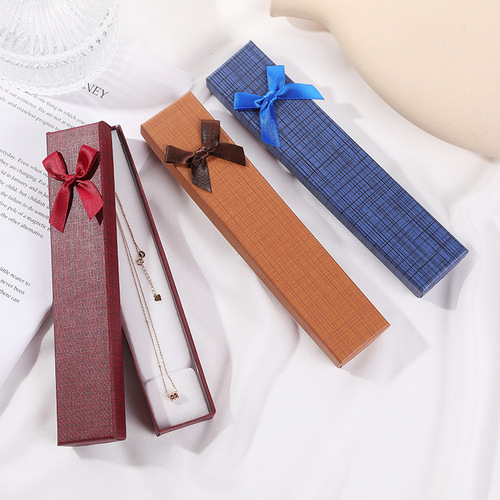 Rectangular wooden hairpin box with bow ribbon watch box gift box jewelry box necklace bracelet jewelry box wholesale