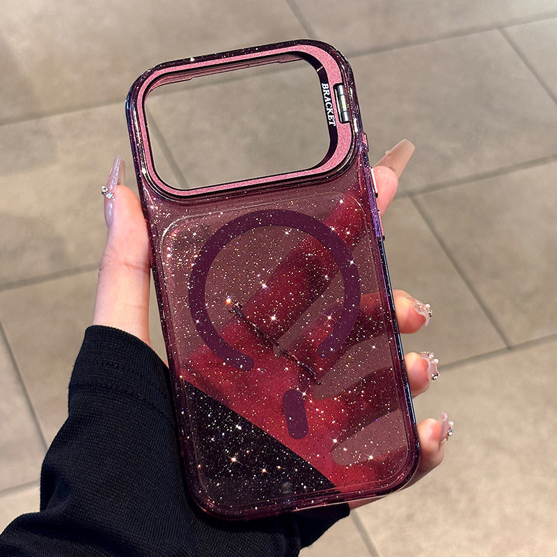 Funda con Soporte de Lente para iPhone 18promax 17 16 de PC con Absorción Magnética y Anti-caídas