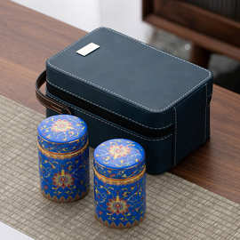 个性小号便携陶瓷罐 礼盒时尚红绿白茶通用空盒子储存罐茶罐