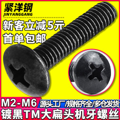 TM 黒十字穴付き大型皿ネジ黒キノコ頭小ねじ傘頭小ねじ M2/M3/M4/M5/M6