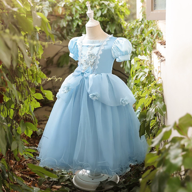 Summer small princess costume, dress, 2024 years, with short sleeve, children's clothing