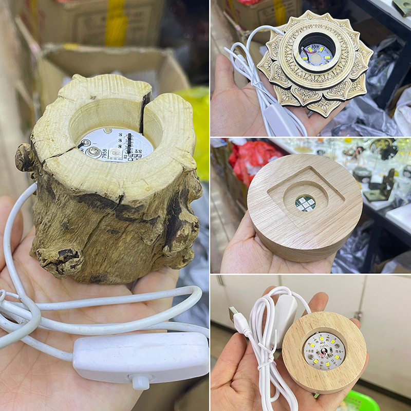 Crystal ball wooden base stump root Lotus round LED light decoration USB night light desktop decoration Crystal ball wooden base stump root Lotus round LED light decoration USB night light desktop decoration
