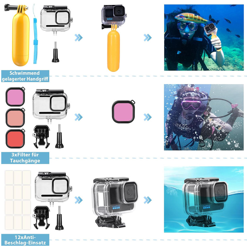 Gopro accesorios juego hero13/12/11/10/9 accesorios de cámara deportiva 61 en 1 juego con bolsa de almacenamiento