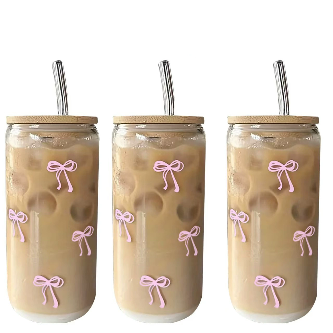 Прозрачный стеклянный кофейный стакан, 500 мл (16 oz), с крышкой и трубочкой опция, для дома