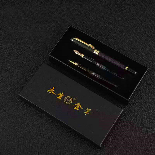 Yongsheng pen three-piece set iridium gold art signature pen student practice calligraphy office ink bag set metal pen