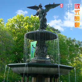 大型户外欧式流水喷泉人物铸铜雕塑西方人像厂家艺术落地摆件