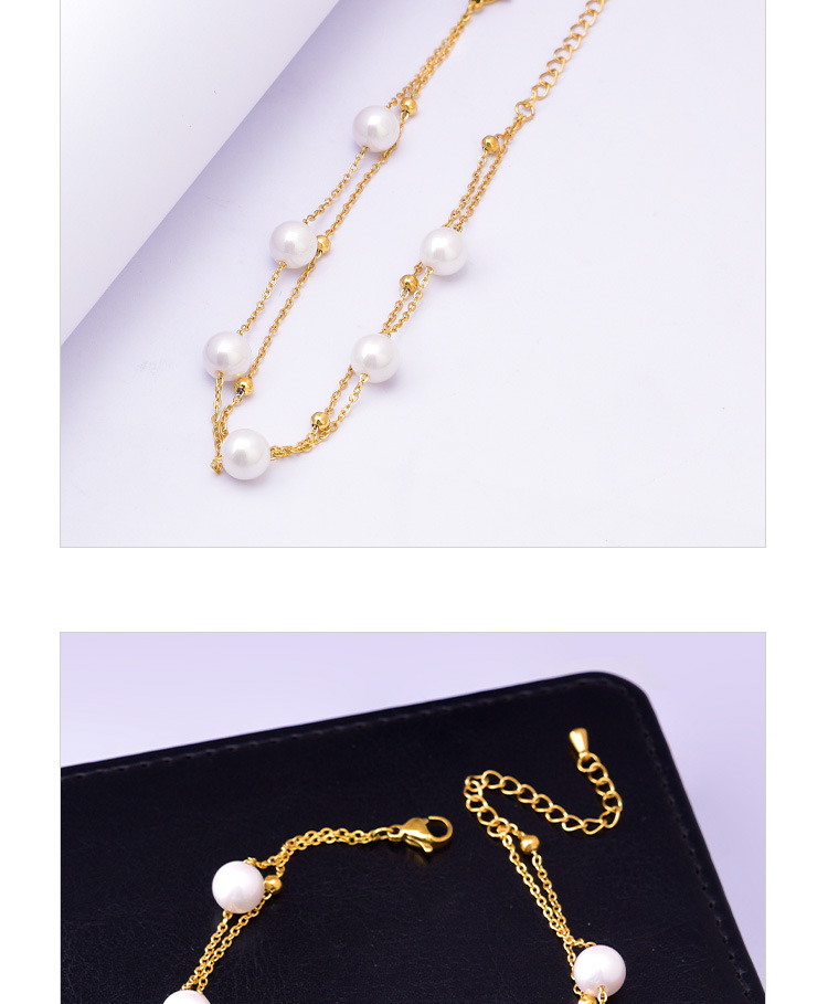 Simple Style Pearl Titanium Steel Wholesale Anklet display picture 3