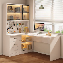 批发实木书桌书柜一体转角学生家用学习桌子卧室洞洞板组合台式电