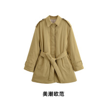 Lady jacket 秋季外贸新款女装批发 自制欧美风翻领棉服0518249