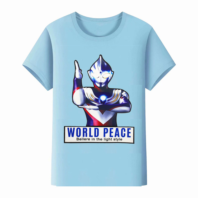 Foreign trade children's cartoon OKUMAN colorful chest light 2022 New Summer Boys' toner cotton T-shirt