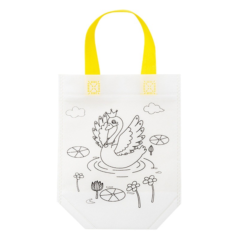 Paquete de material de bricolaje hecho a mano para niños pintura y coloración protección del medio ambiente en blanco graffiti bolso no tejido puesto de jardín de infantes