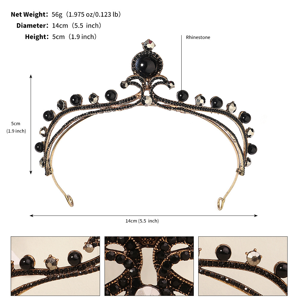 240g Weight Crown Hair Accessories Type Rhinestones, Pearl Inlay Material 1 Piece Quantity Wedding, Party Occasion Alloy Material Halloween Festival Crown Pattern Women's Gender Inlay Design Cool Style Style Halloween Cool Style Women's Crown Alloy Inlay Rhinestones Pearl Crown 31