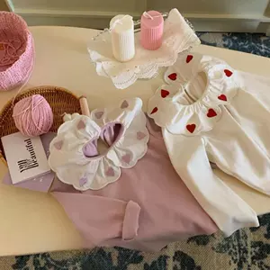 Осенняя кукла базовый приятный телу лонгслив в корейском стиле детская одежда с вышивкой в цветочек кукольный воротник