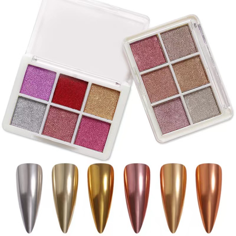 suministro directo transfronterizo de polvo de espejo mágico sólido de seis colores, polvo de aurora de oro de titanio sólido, polvo de espejo mágico sólido de manicura