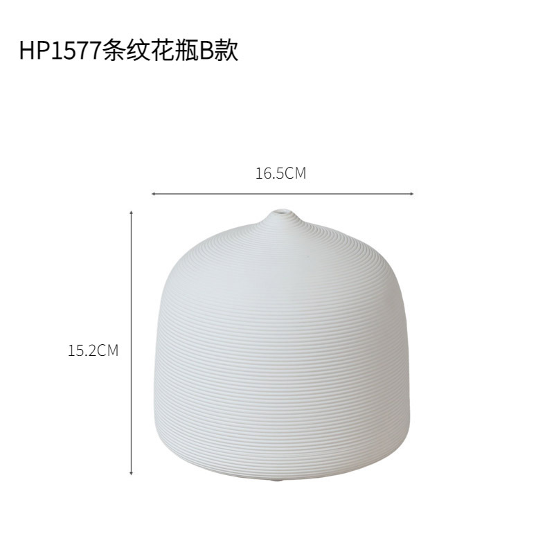 Nórdico creativo boca pequeña cerámica flor seca florero simple sala de estar arreglo de flores secas casa adornos de decoración blanca