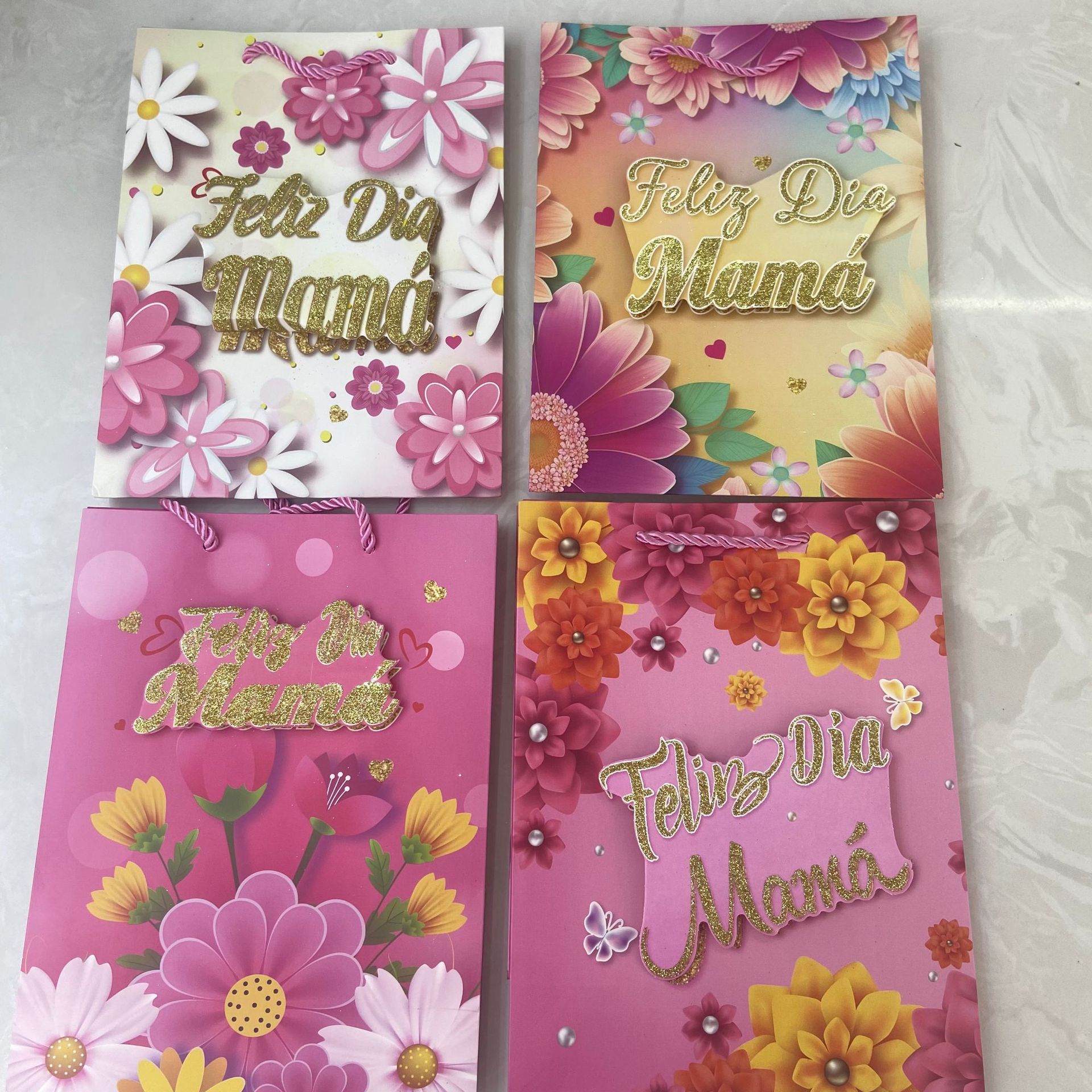 跨境母亲节小清新纸袋子漂亮花朵礼物袋ins风包装手提袋