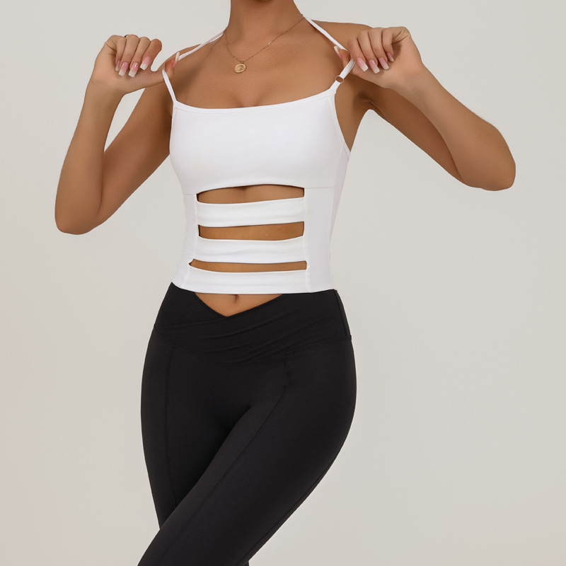 Europa y América deportes transfronterizos chaleco de yoga para mujeres con cojín de pecho correa ajustable entrenamiento de acondicionamiento físico chaqueta de eslingas