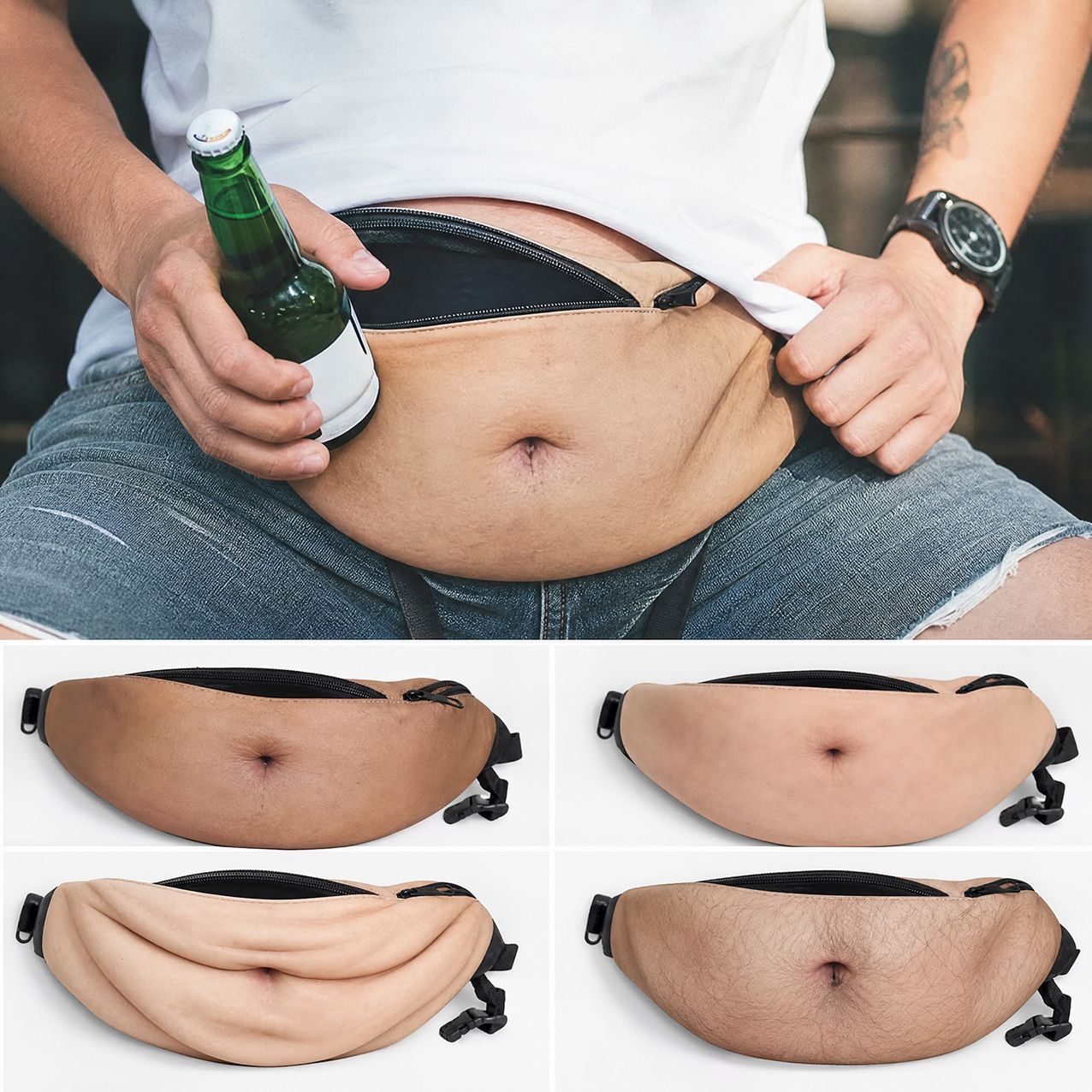 Cross-border best-selling simulated beer belly coin purse, fake belly waist bag, storage bag, creative novelty outdoor sports bag