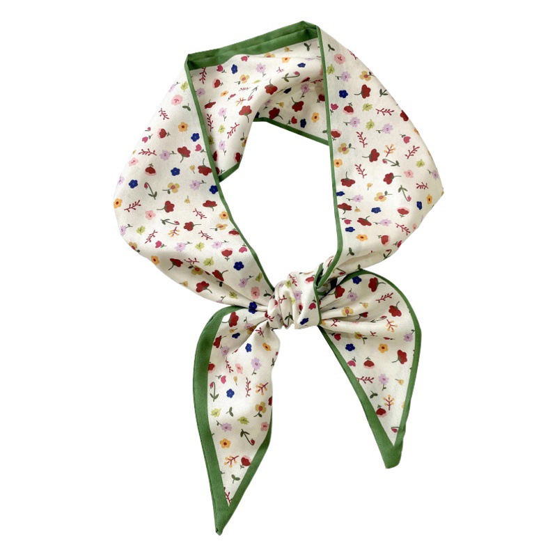 Larga pequeña bufanda verde de las mujeres pequeña cinta fresca banda de pelo lazo de pelo bolsa decorativa larga bufanda profesional