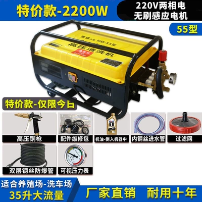 Black Cat Liwei Commercial Car Wash Machine Model 5558 220V High-Power Car Wash Pump Water Gun Farm High-Pressure Cleaning Machine (Car washing machine) - 10m-explosion-proof-pipe-special-offer-220v-2200w-copper-gun-steel-wire-pipe