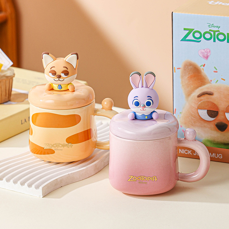 Taza de Disney Judinick con tapa Taza de agua de gran capacidad Taza de desayuno de alto valor Taza de leche de dibujos animados Regalo