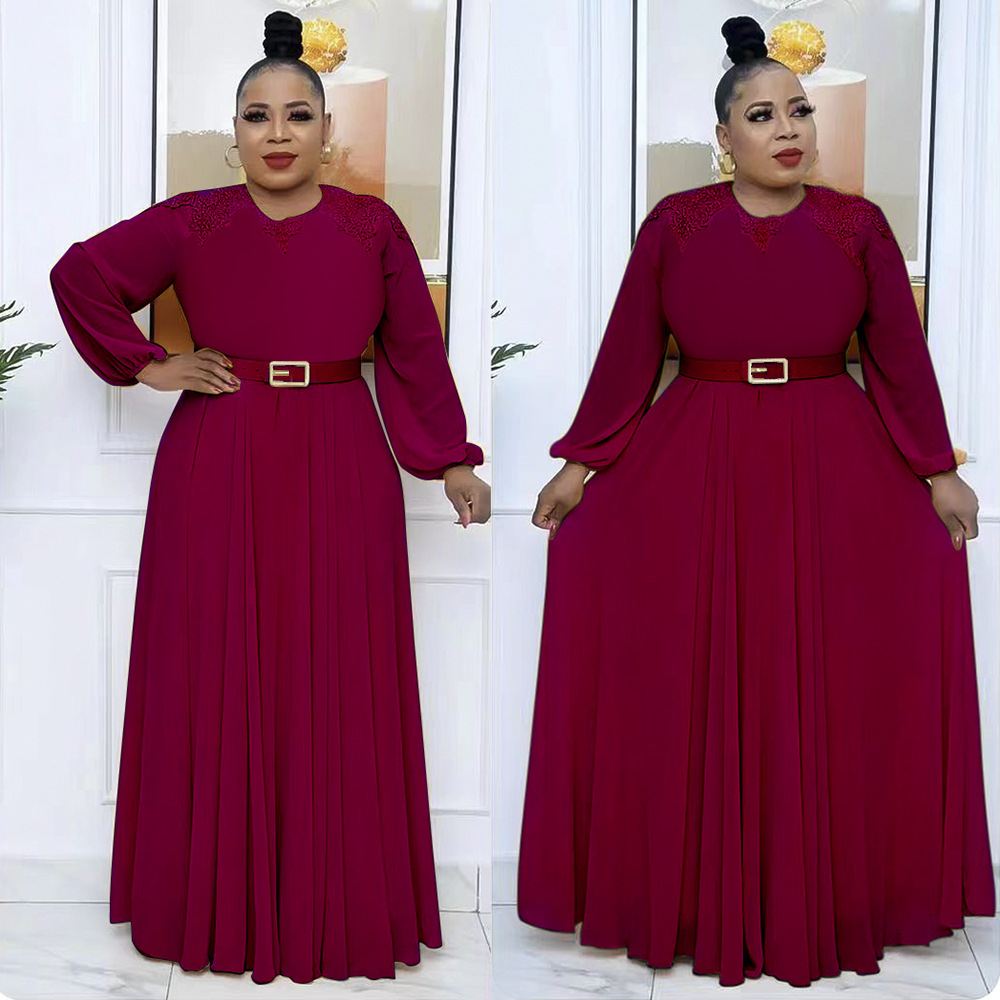 Women's Clothing fashion temperament commuting high waist slimming loose solid color dress _voghion.com