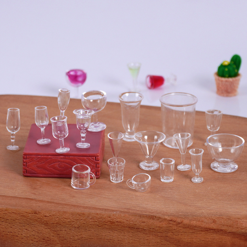 1:12 Mini Red Wine Glass Water Cup Goblet Dollhouse Doll House Miniature Food Toy Small Cup Toy