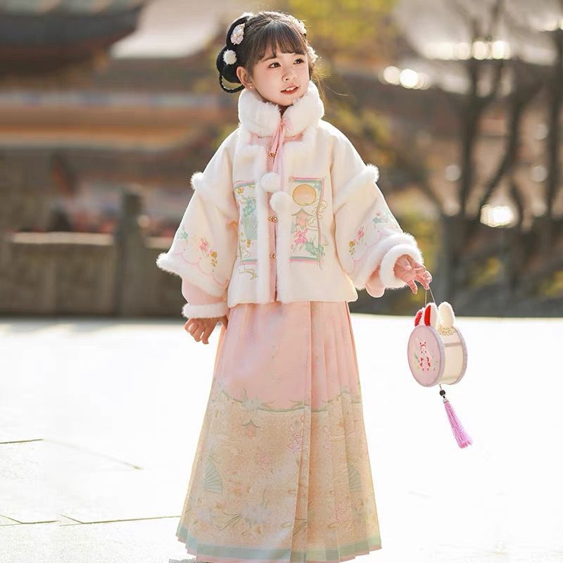 Hanfu for Girls, Winter Thickened Ming-Style Mamian Skirt Set, 2026 New Model Children's Tang Suit, New Year Outfit for Autumn and Winter Hanfu for Girls, Winter Thickened Ming-Style Mamian Skirt Set, 2026 New Model Children's Tang Suit, New Year Outfit for Autumn and Winter