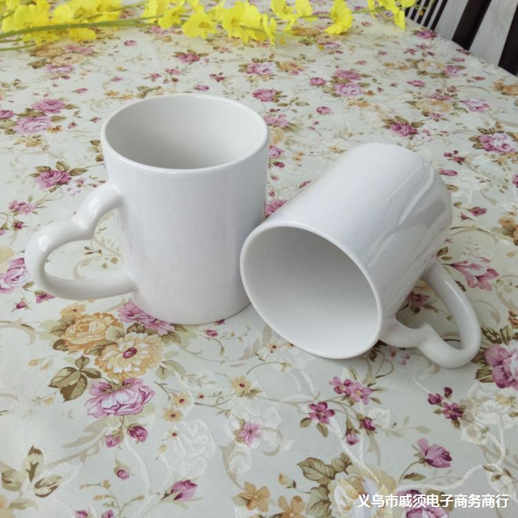 热转印杯子耗材印制空白涂层马克杯变色杯情侣心把陶瓷白杯批发