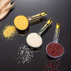 Multifunctional clip-on luxury transparent rice scoop creative clear measuring spoon rice noodle scoop household plastic long handle pink spoon