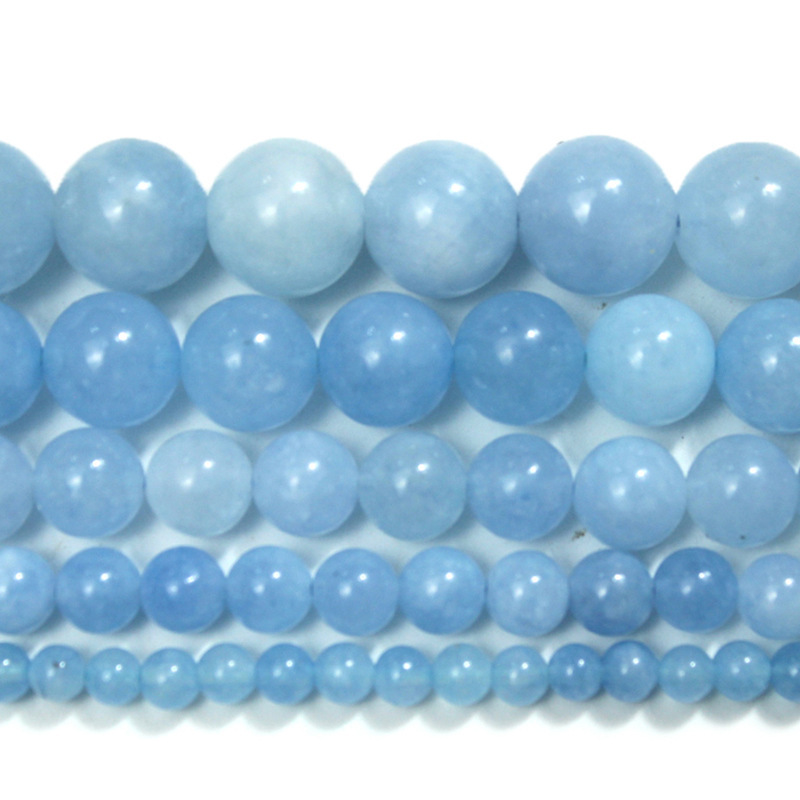 Aquamarine Ice Crystal Scattered Beads Blue Chalcedony Beads Crystal Bracelet DIY Handmade Beaded Round Beads Aquamarine Ice Crystal Scattered Beads Blue Chalcedony Beads Crystal Bracelet DIY Handmade Beaded Round Beads