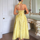 Ретро трехмерное платье без рукавов, (Трансграничная торговля), европейский стиль, V-образный вырез, с рукавом