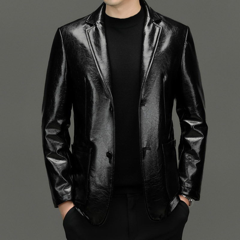 BG58001秋冬新款海宁真皮西装皮衣男士绵羊皮西服可脱卸鹅绒内胆