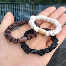 外贸头饰批发小肠发圈韩版发饰橡皮筋细版平扣diy高弹力黑色咖啡
