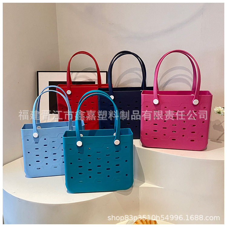 eva注塑一体成型跨境爆款户外洞洞沙滩包时尚便携女士收纳单肩包1