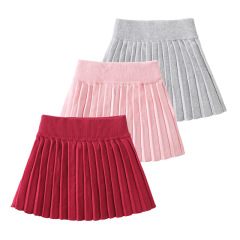 2024 New Children's Clothing for Girls Half-Body Skirt Knitted Pleated Short Skirt High-Waisted Pleated Skirt Wholesale One Piece Drop Shipping