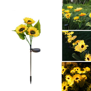 【Jk】Solar Lights Sunflower Flower Lights Ground-Inserted Lawn Lights Garden Ground-Inserted Courtyard Lights Outdoor Led Lights