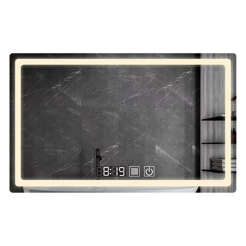 Hotel cuadrado inteligente luz LED espejo de baño Baño anti-niebla espejo táctil de inducción luminosa espejo cosmético colgante de pared