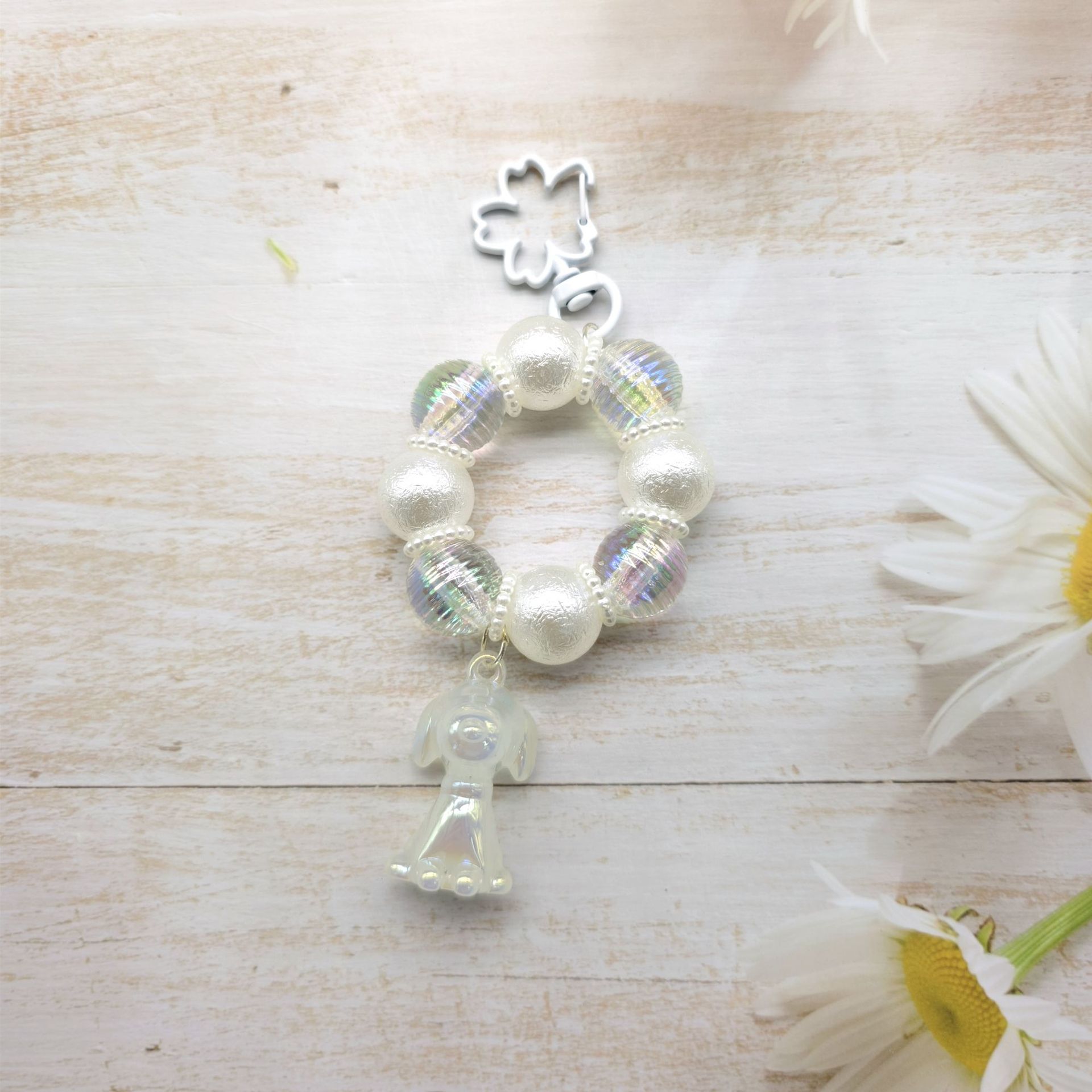 2023 nueva ronda de cadena de cuentas llavero colgante cadena de teléfono móvil colorido fresco perla luminosa color sólido accesorios auricular