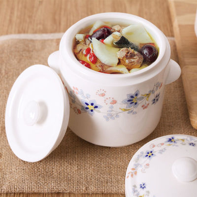 ceramics Double cover Stew Watertight Bird&#39;s Nest Soup cup Binaural High temperature resistance Glaze Microwave Oven apply