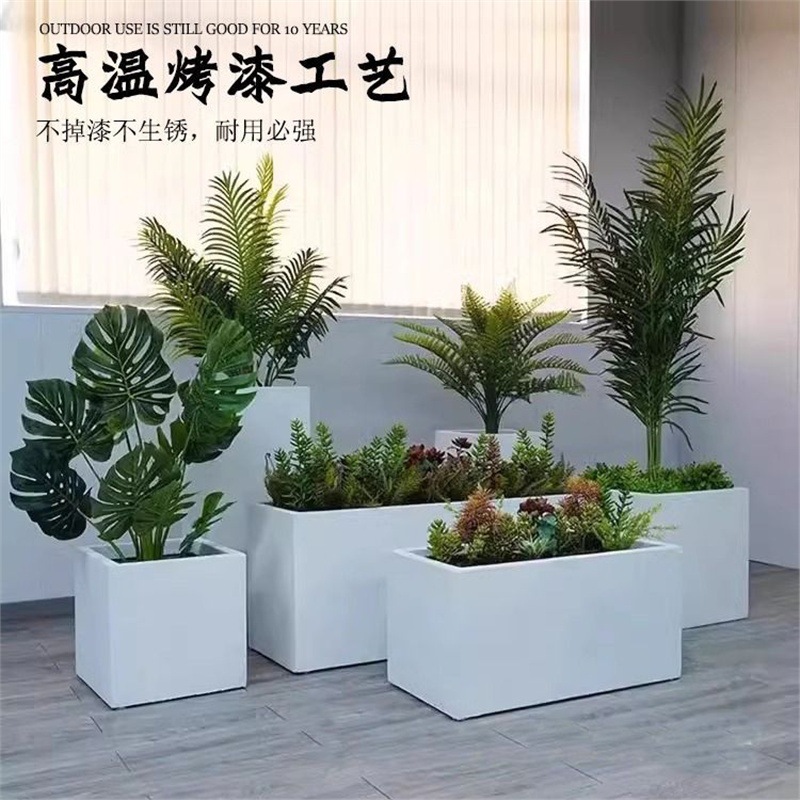 Stainless steel flower boxes, outdoor wrought iron fencing, movable partition, ready-made metal flower beds, and outdoor seating sets